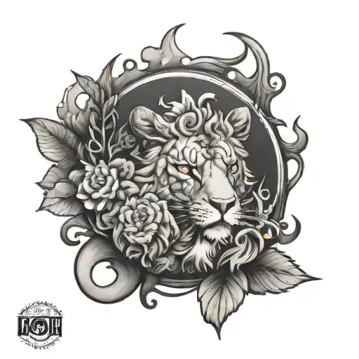 sleep token themed tattoo featuring rain cloud, moth, lion, lamb, fire, glass tattoo design idea