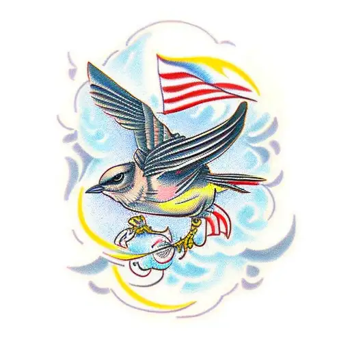 nightingale bird tattoo design idea