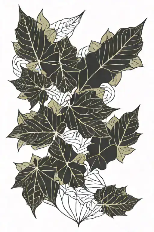 Cloud Japanese Leafs tattoo design idea