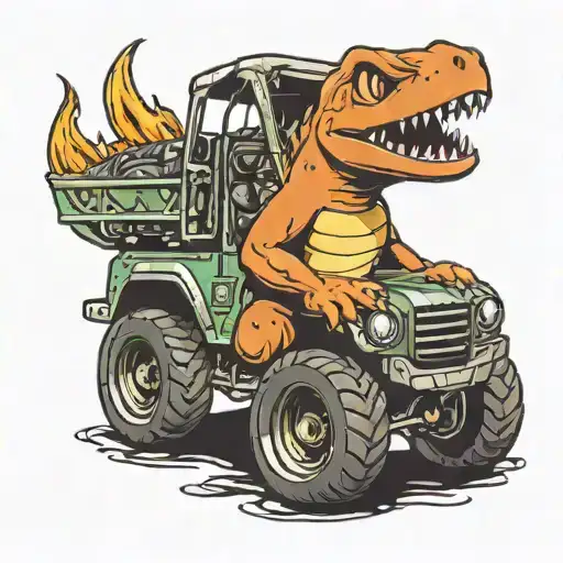 charmander on a monster truck   tattoo design idea
