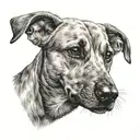 Canary hound head with triangle on the back tattoo design idea