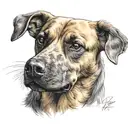 Canary hound head with triangle on the back tattoo design idea