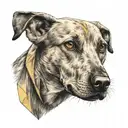 Canary hound head with triangle on the back tattoo design idea