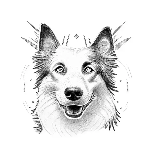 a border collie on a sunset tattoo design idea