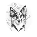 a border collie on a sunset tattoo design idea