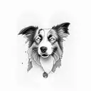 a border collie on a sunset tattoo design idea