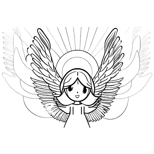 real angel dont have a humen body and has a four wings and center of the wings has a eye tattoo design idea