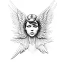 real angel dont have a human body and has a four wings and center of the wings has a eye tattoo design idea