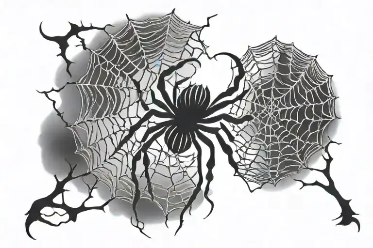 Cobwebs and Spiders crawling fog tattoo design idea