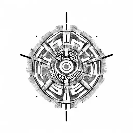 neural network with tribal simbol  tattoo design idea