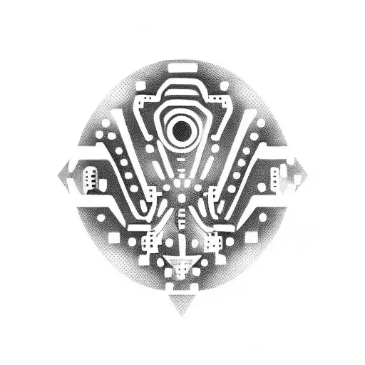 neural network with tribal simbol  tattoo design idea
