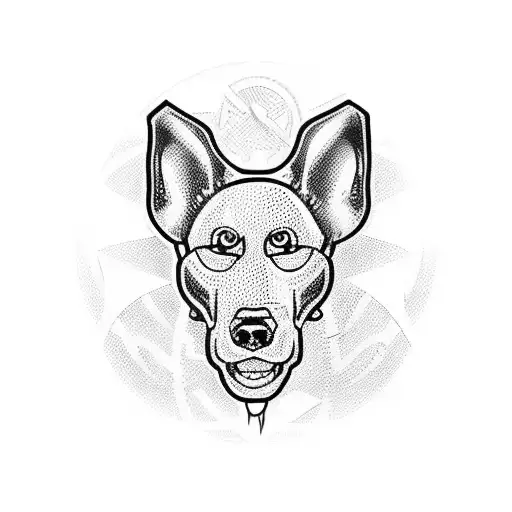 A doctor's coat with a barbell pattern and a Malinois emblem on the chest pocket tattoo design idea