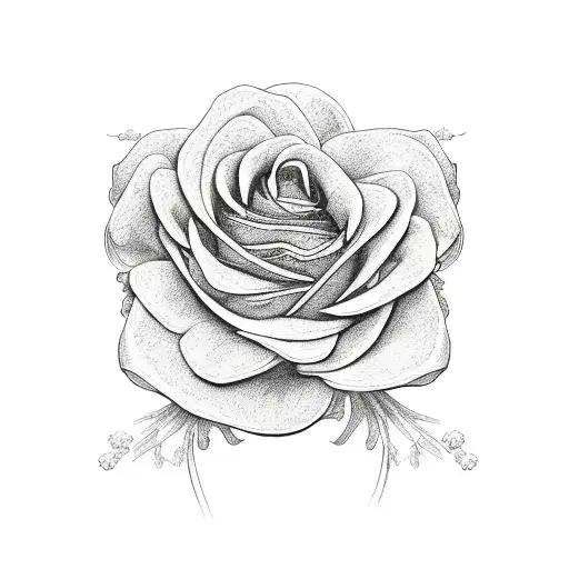 Cancer ribbon with 2 chrysanthemums, a rose and a larkspur flower around it  tattoo design idea
