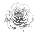 Cancer ribbon with 2 chrysanthemums, a rose and a larkspur flower around it  tattoo design idea