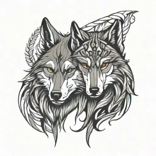  two Scandinavian wolves  tattoo design idea