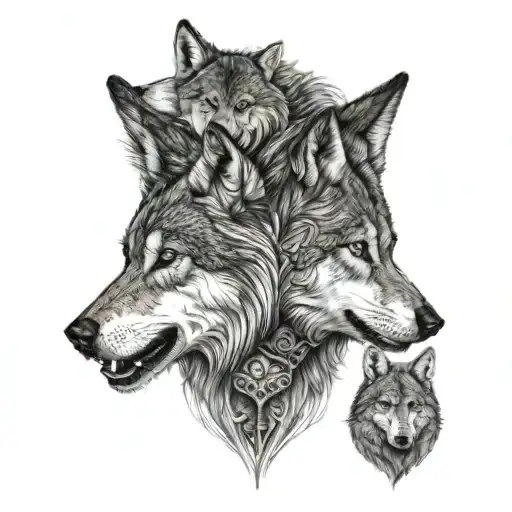  two Scandinavian wolves on each side of the neck tattoo design idea