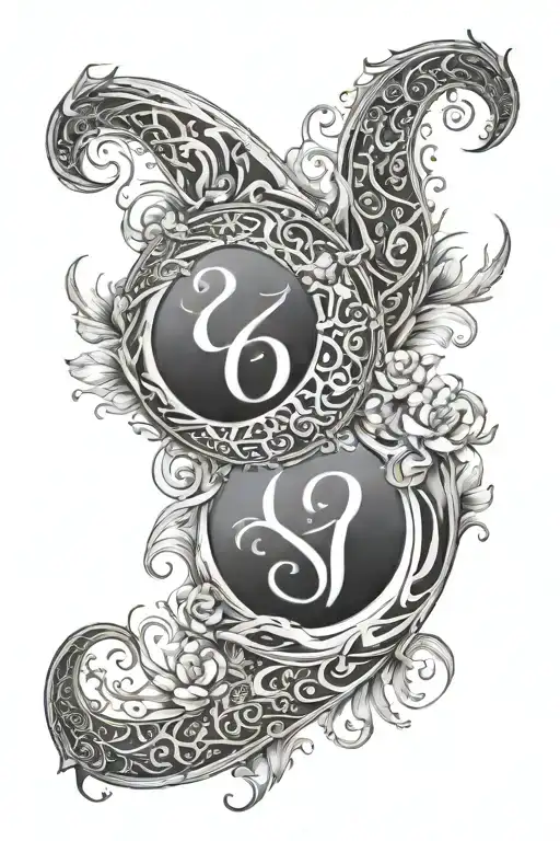 Cancer zodiac, crescent moon, water, and the number 9, blending bold and soft elements for a mystical look. tattoo design idea