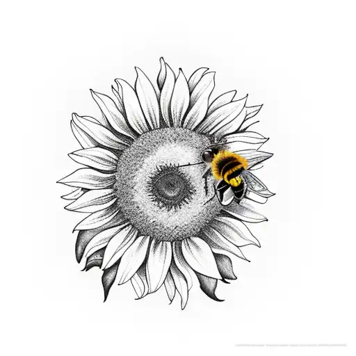 sunflower with bee and hummingbird tattoo design idea