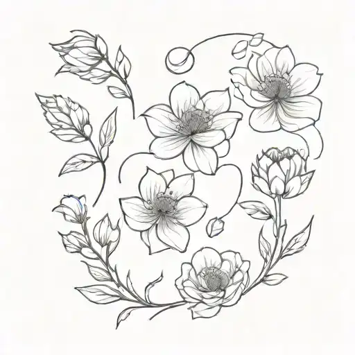 march june january december may birth flowers intertwined tattoo design idea