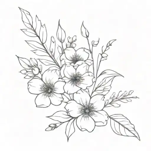 March June January December May Birth Flowers bouquet  tattoo design idea