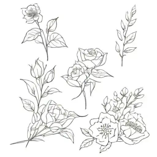 March June January December May Birth Flowers bouquet  tattoo design idea