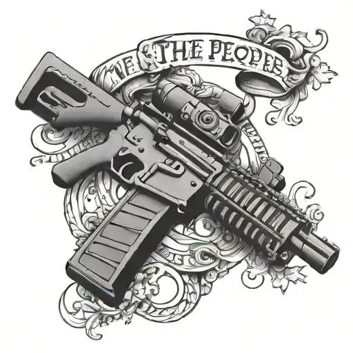 We The People shaped as an ar15 carbine tattoo design idea