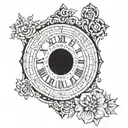 A tattoo design featuring a series of significant dates in Roman numerals: 27 12 1985 - 20 01 1959 - 12 09 1960 - 15 04 2013 - 26 08 2014 - 17 08 2021 tattoo design idea