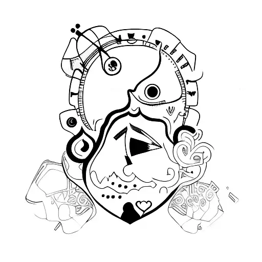 human body with heart as a face tattoo design idea