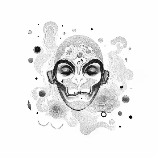 human body with heart as a face tattoo design idea