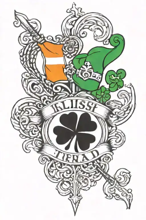 Irish flag and mom dad tattoo design idea