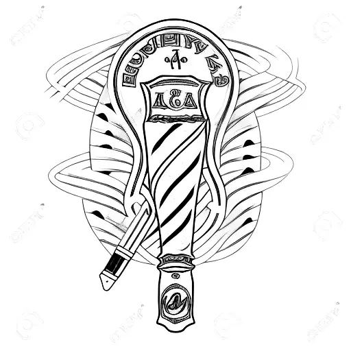A whiskey bottle and cigar intertwined with swimming waves and money symbols tattoo design idea