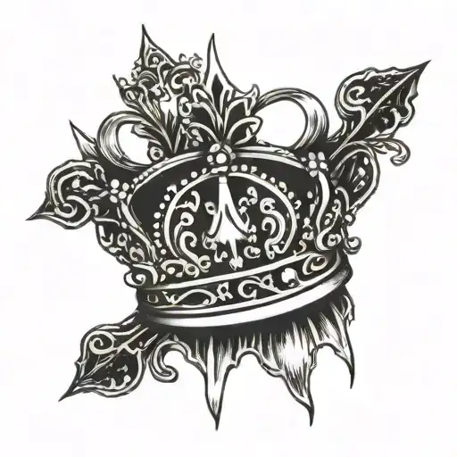 gothic crown ring finger tattoo design idea