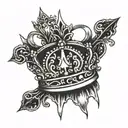 gothic crown ring finger tattoo design idea