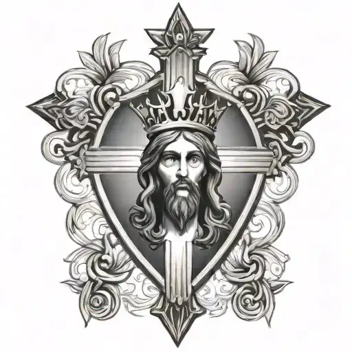 sacred heart of Jesus cross tattoo design idea