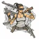 lara croft guns and sunglasses  tattoo design idea