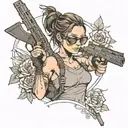 lara croft guns and sunglasses  tattoo design idea