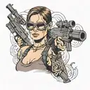 lara croft guns and sunglasses  tattoo design idea