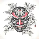 samuri mask cherry blossom tree tattoo design idea