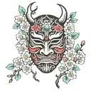 samuri mask cherry blossom tree tattoo design idea