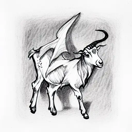 goat and a dagger tattoo design idea