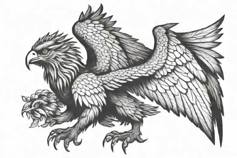 gryphon with spread wings  tattoo design idea