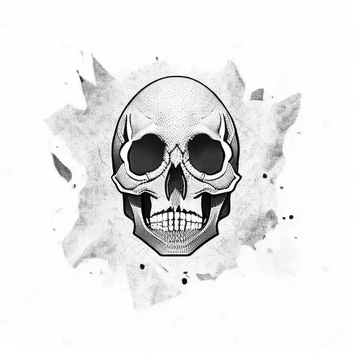 skull and bat tattoo design idea