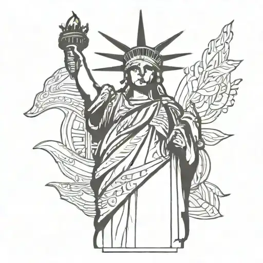 Statue of Liberty statue with the number 717 incorporated Allen tattoo design idea