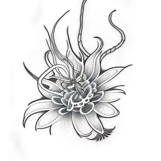 centipede with spider lily  tattoo design idea