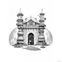 A detailed old mine entrance in a mountain tattoo design idea