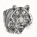 tiger and tiger cub looking in profile tattoo design idea