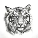 tiger and tiger cub looking in profile tattoo design idea