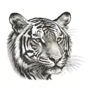 tiger and tiger cub looking in profile tattoo design idea