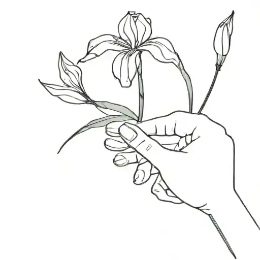 red string wrap in pinky swear and iris flower surrounded tattoo design idea