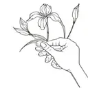red string wrap in pinky swear and iris flower surrounded tattoo design idea